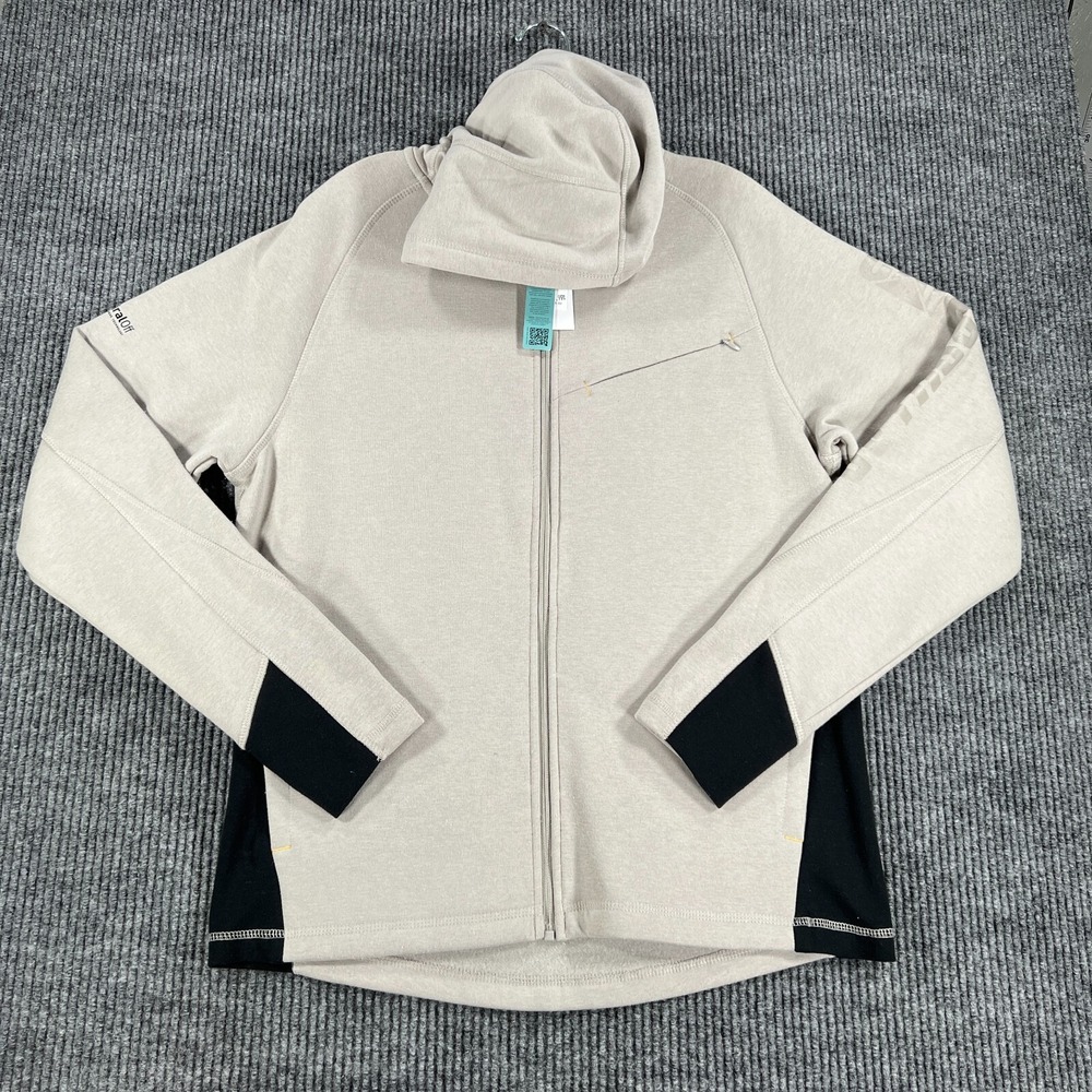 Caterpillar CAT Sweatshirt Mens Medium Beige Full Zip Hooded Viral Off New